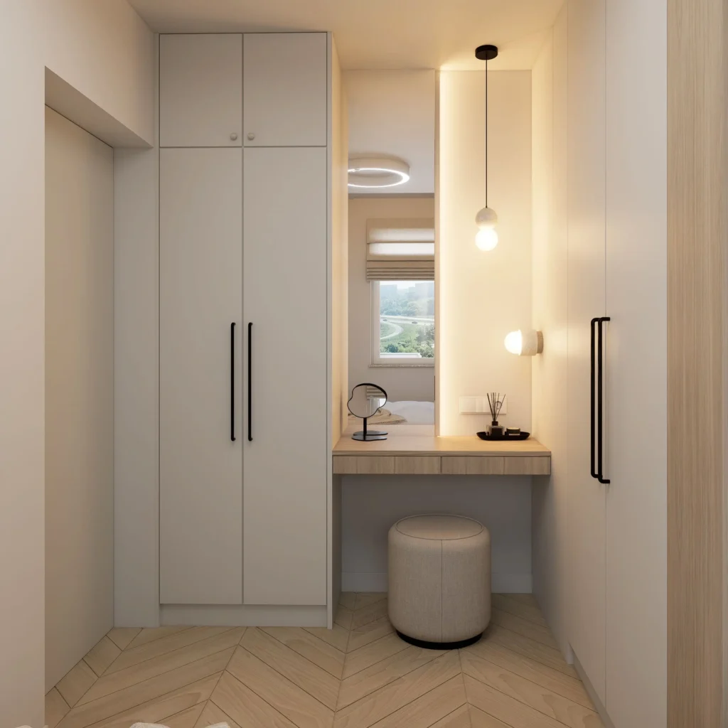 Projektowanie Wnętrz Elbląg - JAVA Architekci - Sypialnia z toaletką