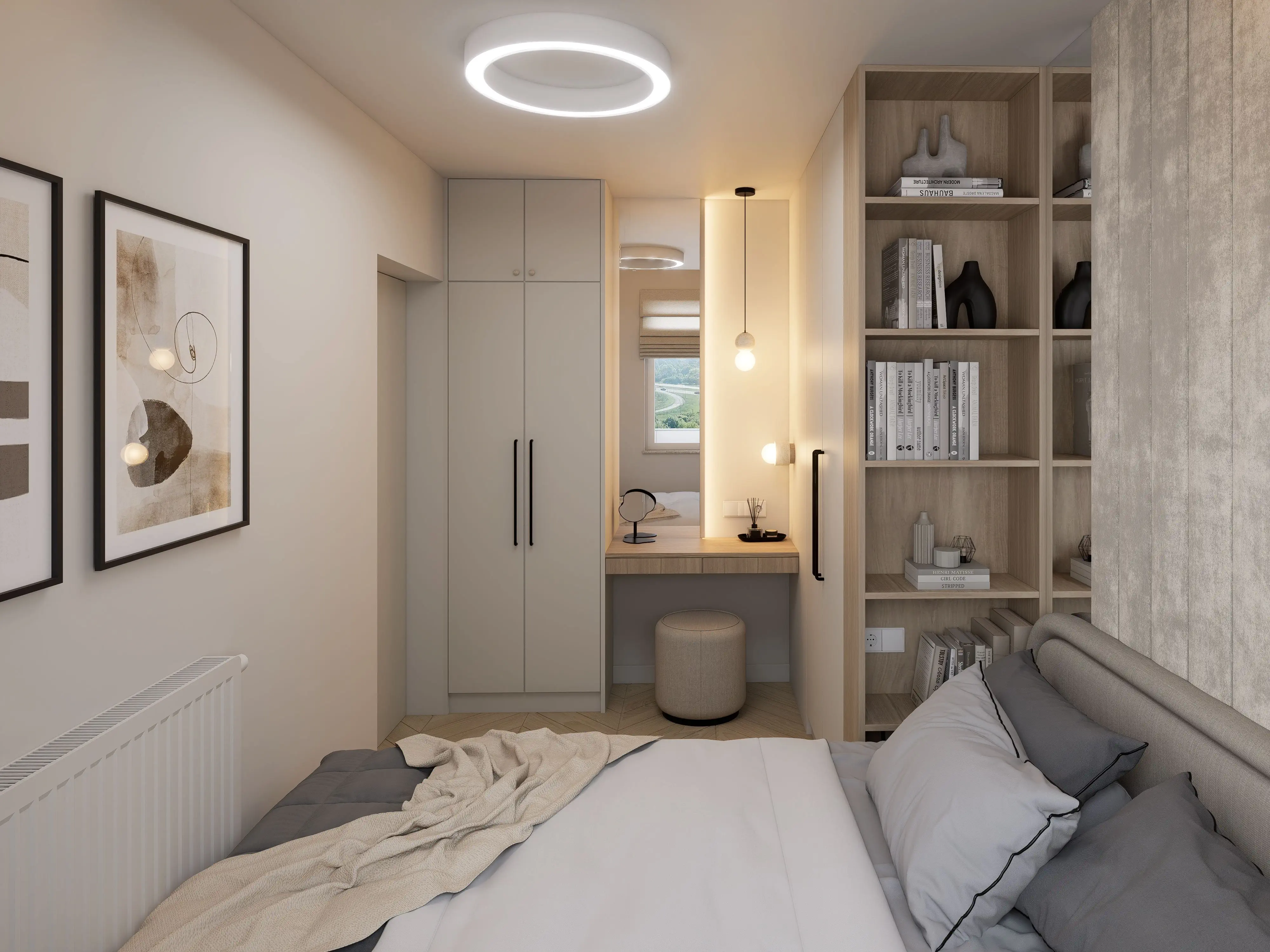 Projektowanie Wnętrz Elbląg - JAVA Architekci - Sypialnia z dużym łóżkiem